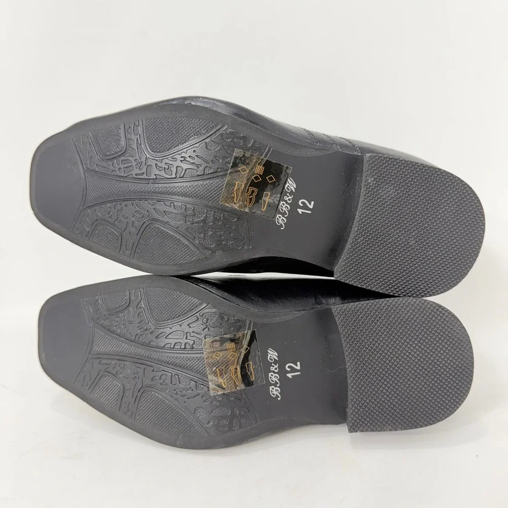 BB&W Classic Kids Black Square Toe Bit Loafer Dress Shoes M1735 Size 12/13